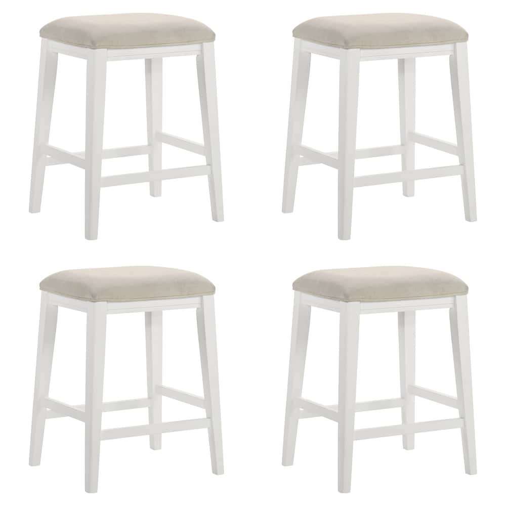 Jane Contemporary Transitional Backless Wood Counter Height Kitchen Bar Stool with Fabric Upholstered Seat