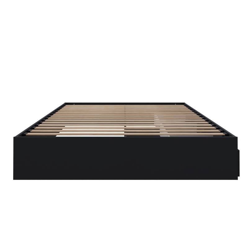 Nexera Bed Frame with 3-Drawer Storage, Reversible, Black