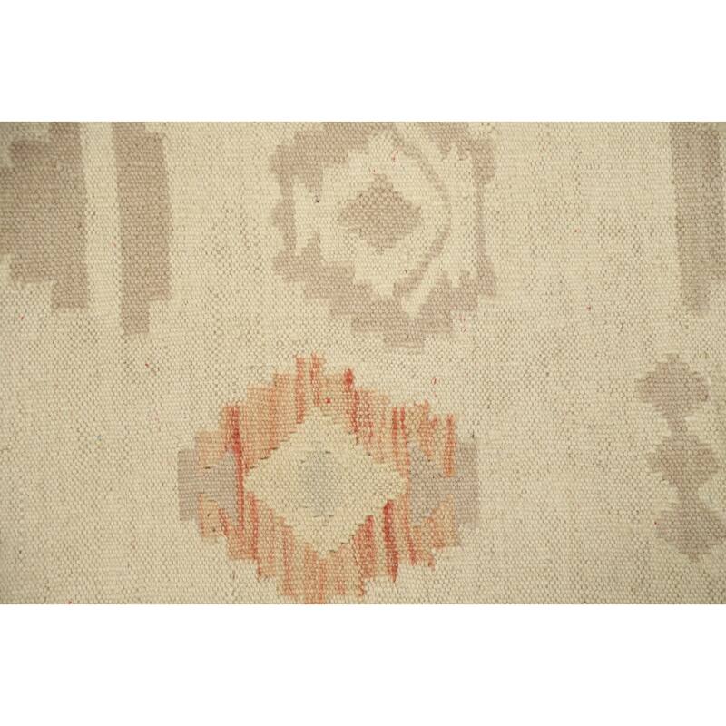Hand Woven Oriental 100% Wool Carpet Southwestern Tribal Beige & Ivories Kilim Area Rug - 4' 9'' X 3' 2''