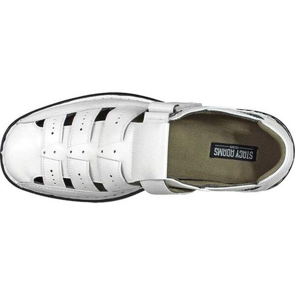 white stacy adams sandals