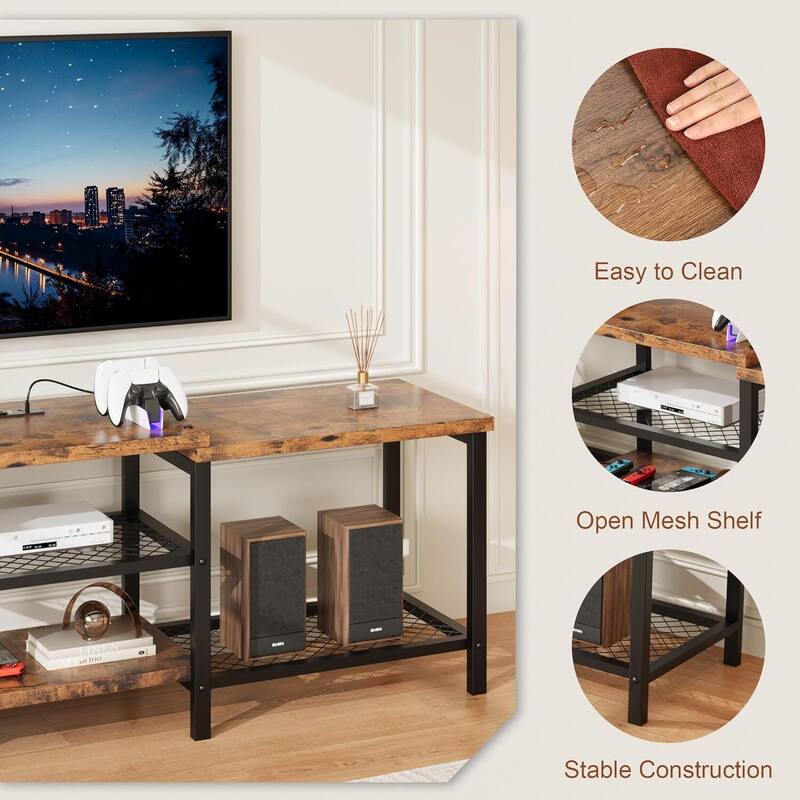 66.9" Entertainment Center TV Stand with Power Outlet for Living Room - N/A