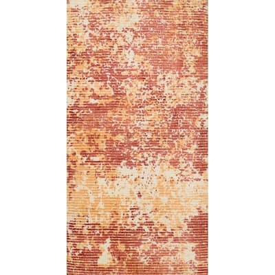 Hand Knotted Oriental Viscose Silk Carpet Modern Abstract Oranges & Rust Abstract Area Rug - 4' 0'' X 2' 0''