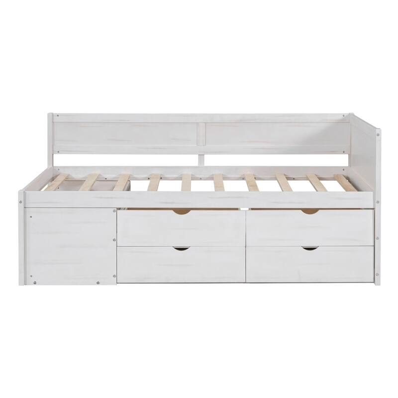 Modern Daybed with Drawers and Shelves