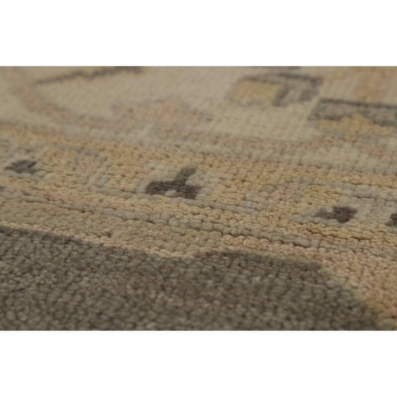 Transitional Grey Oushak Indian Area Rug Hand-Knotted Wool Carpet - 8'3" x 9'10"