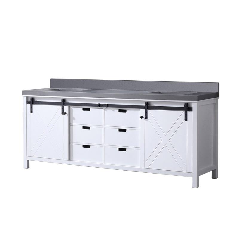 Marsyas 84 in W x 22 in D Brown Double Bath Vanity and White Quartz Countertop