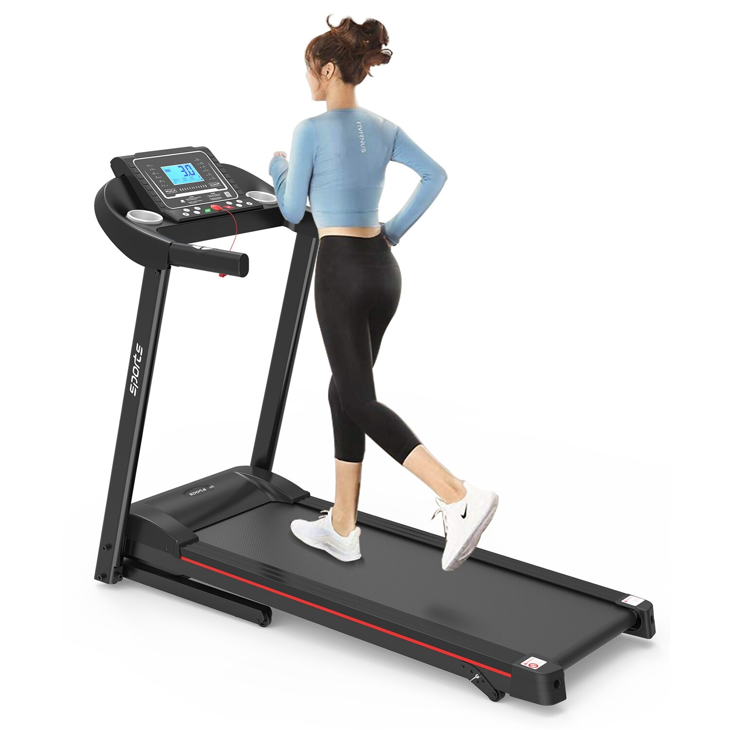 Home Foldable Treadmill, Electric Walking Running Machine with LCD