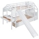 preview thumbnail 17 of 24, Twin over Twin Bunk Bed with Storage Staircase, Slide, and Multifunctional Desk with Drawers and Shelves