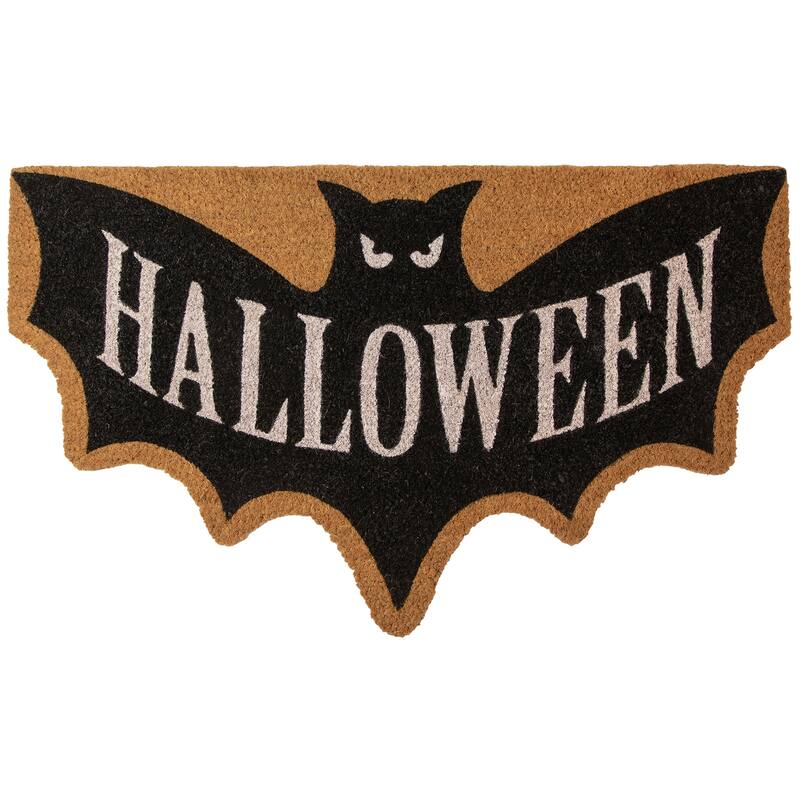 Natural Coir "Halloween" Bat Shaped Doormat 18" x 30" - 30