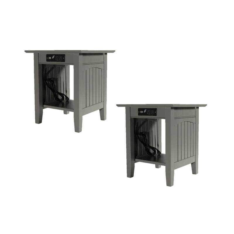 Nantucket Solid Wood End Table with USB Charger Set of 2 On Sale