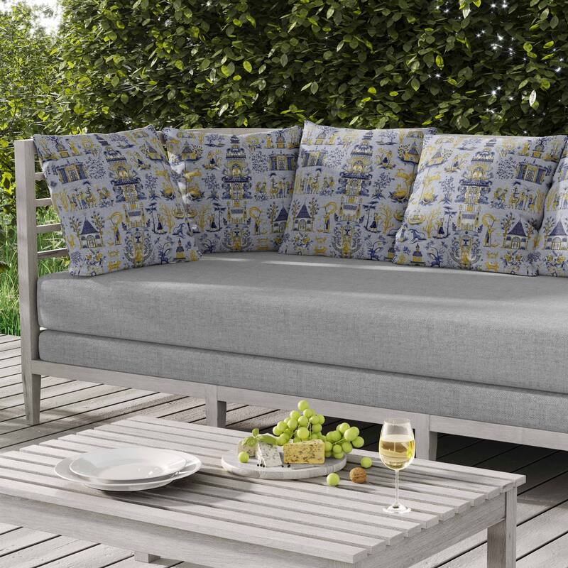 Imperial Elegance Indoor/Outdoor Reversible Throw Pillow Blue and Gold