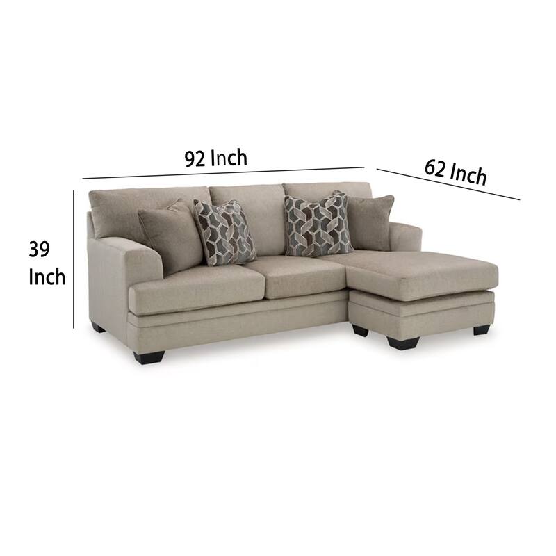 Ead Sectional Sofa Reversible Chaise, 4 Pillows, Taupe Brown Polyester
