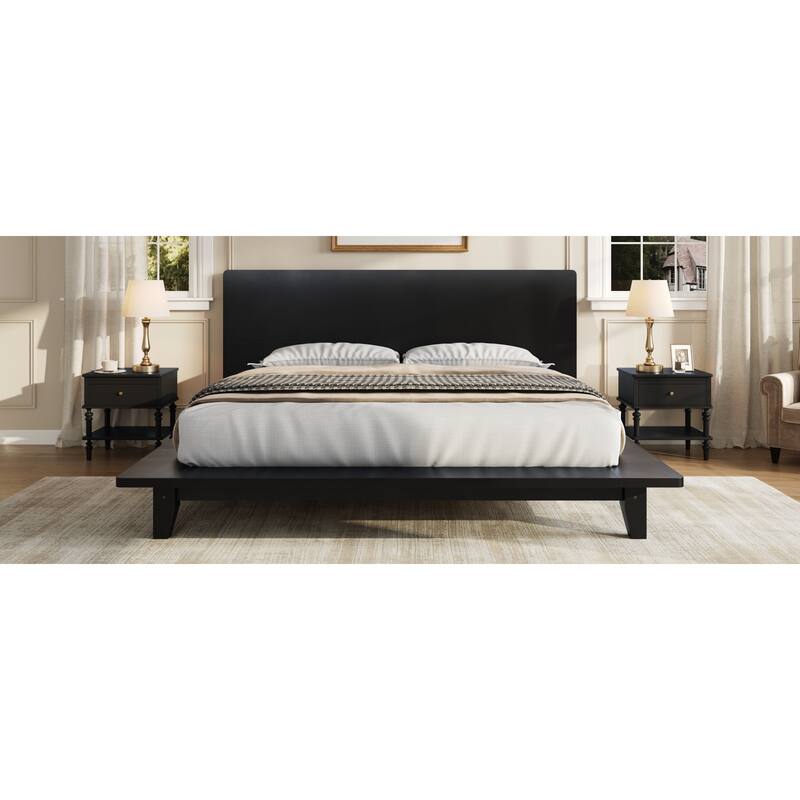 Roomfitters Full/Queen/King Size Wood Platform Bed with Headboard and Slat Support