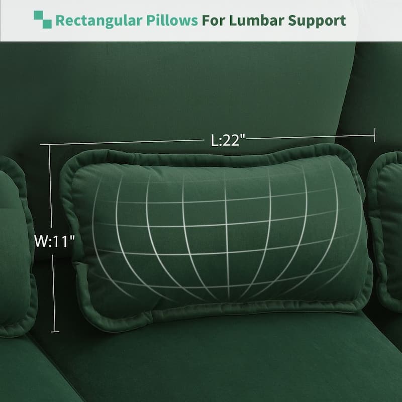 110*55" Modern U-Shaped Sectional Sofa with Waist Pillows,6-Seat Upholstered Symmetrical Sofa Furniture