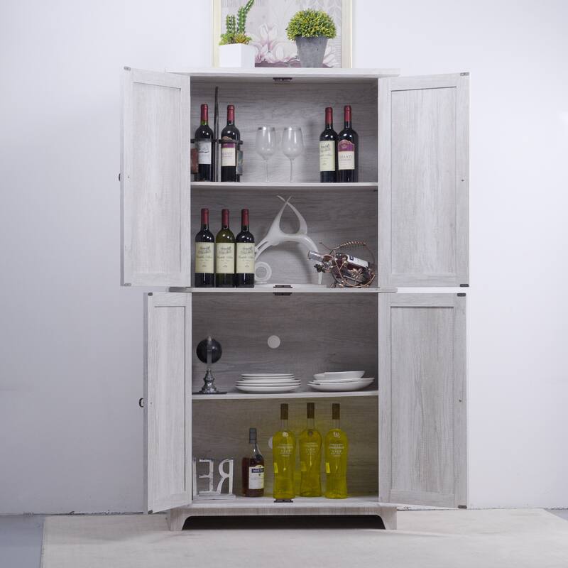 Display sideboard buffet with 4 Acrylic Mirrored doors, Adjustable Shelves storage Cabinet for Kitchen, Living Room