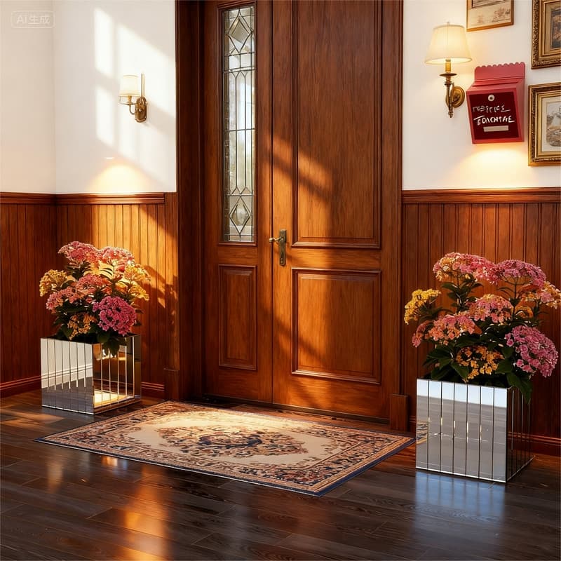 14" Mirrored Square Floor Vase