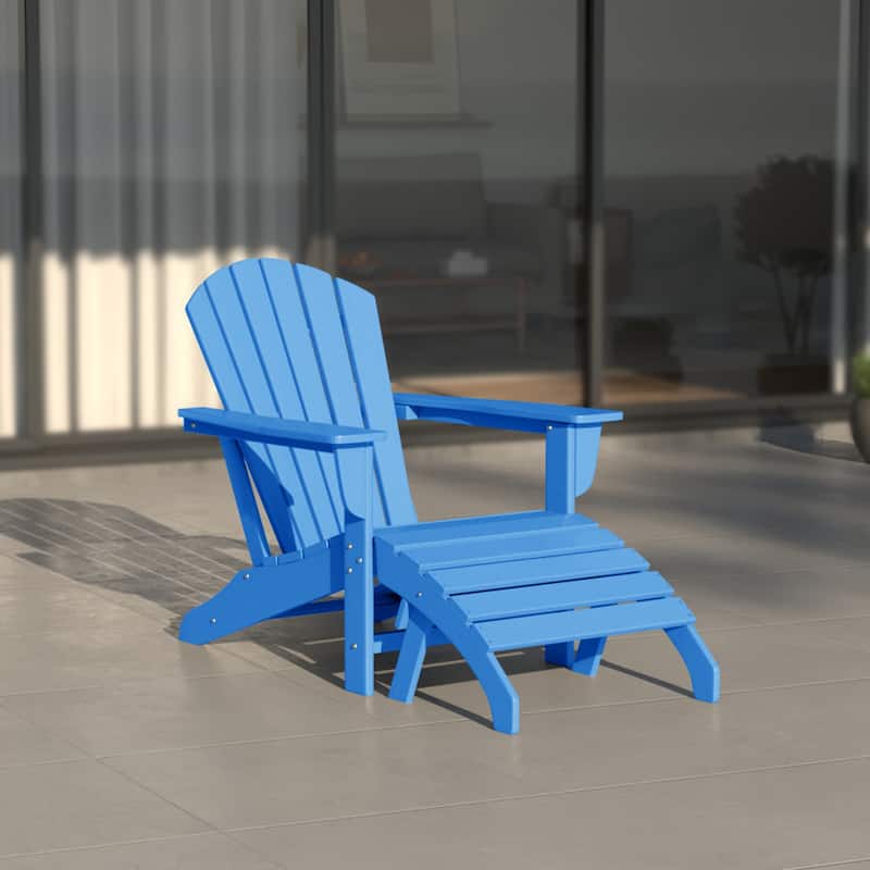 Altura Classic Outdoor Eco-Friendly All Weather Adirondack Chair with Ottoman (2-Piece Set)