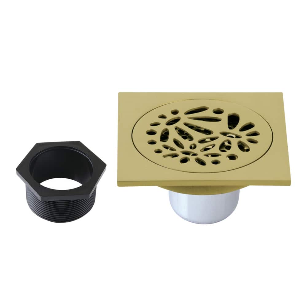 Watercourse Floral 4" Square Grid Shower Drain