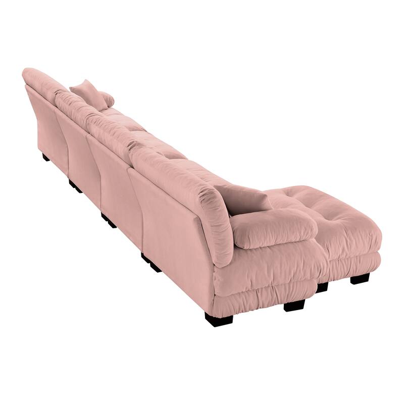 GDFStudio - Chenille 4-Seater 173.2" Cloud Modular Sectional Couch with Ottoman