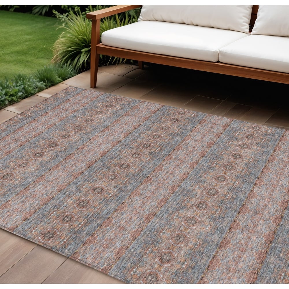 HomeRoots Floral Medallion Transitional Rectangle Outdoor Rug