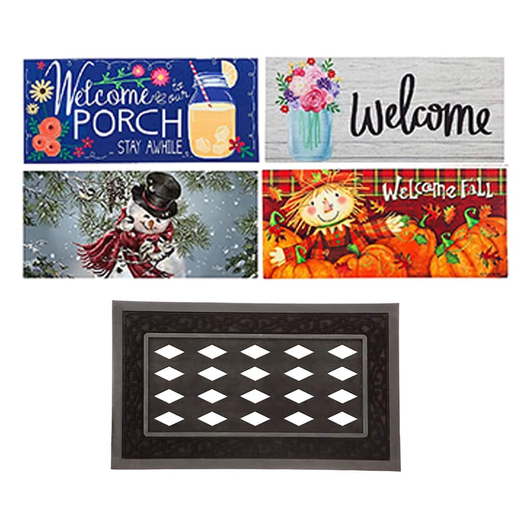 22 in. x 10 in. Four Seasons Sassafras Switch Mat Collection w/ Decorative Rubber Frame (Set of 5)
