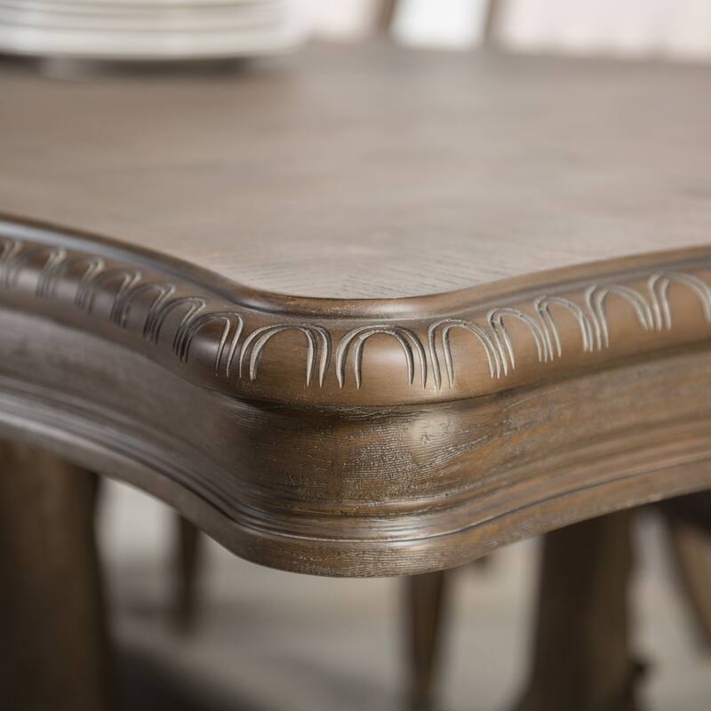 Furniture of America Cassian Traditional Weathered Oak 108-inch Solid Wood Expandable Dining Table