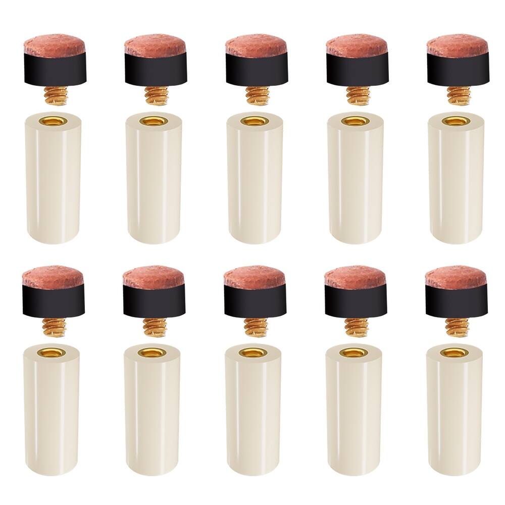 GSE™ 10-Pack 12mm/13mm Billiard Cue Tips, Soft/Hard Replacement Pool Cue Stick Screw-on Tips & Nylon Ferrules