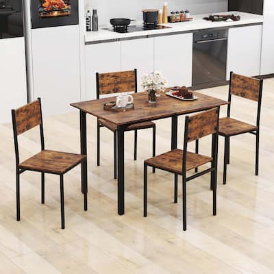 5-Piece Dining Table Modern Kitchen Table & Chairs Set w/ Metal Frame