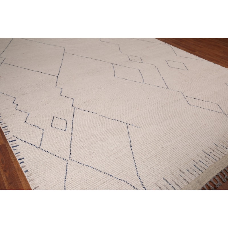 Earth Tone Moroccan Area Rug Handmade Beihe Wool Carpet - 8'9" x 12'9"