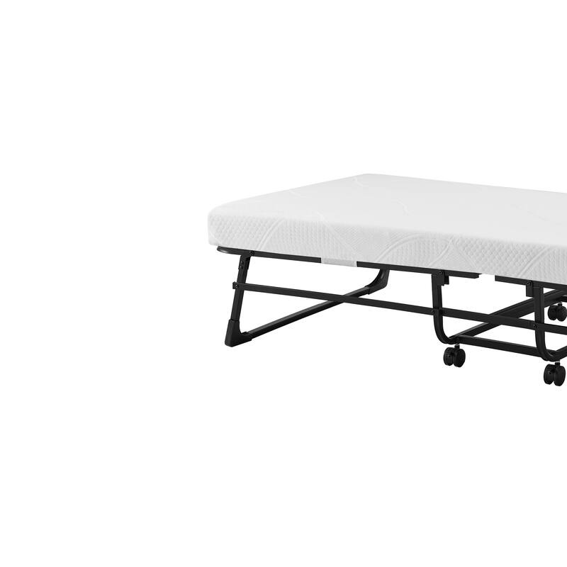 Folding Rollaway Bed with 4 Inch Twin Mattress