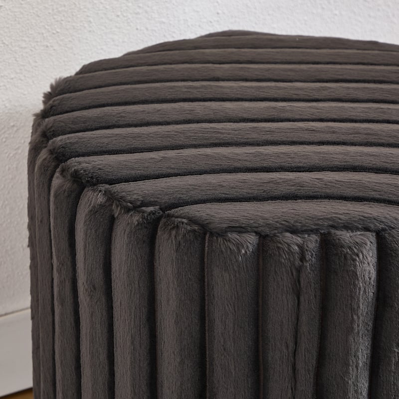 22.1"W Modern Round Ottoman,Upholstered Foot Stool with Metal Legs