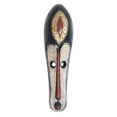 Novica Handmade Gracious Facet African Beaded Wood Mask