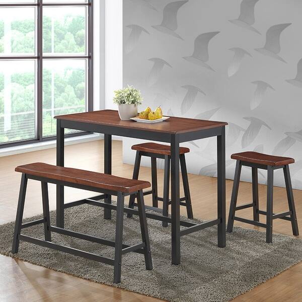 Shop 4 Pcs Solid Wood Counter Height Dining Table Set Coffee Coffee On Sale Overstock 31647182