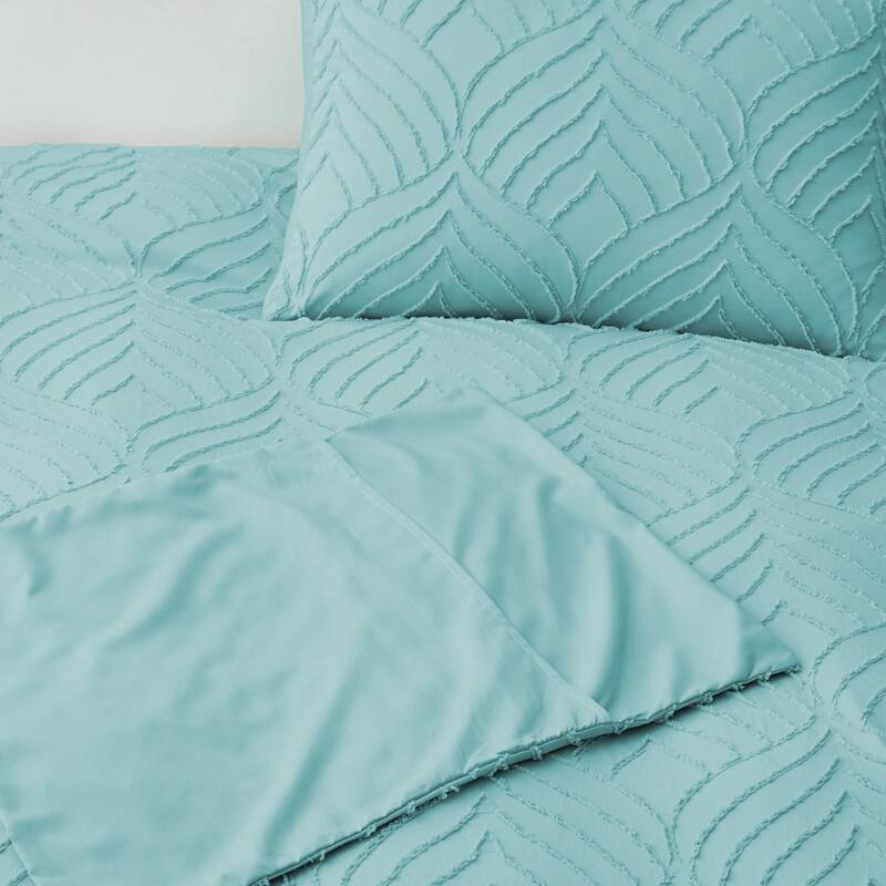 Clipped Jacquard Geometric Duvet Cover & Pillowcase Set