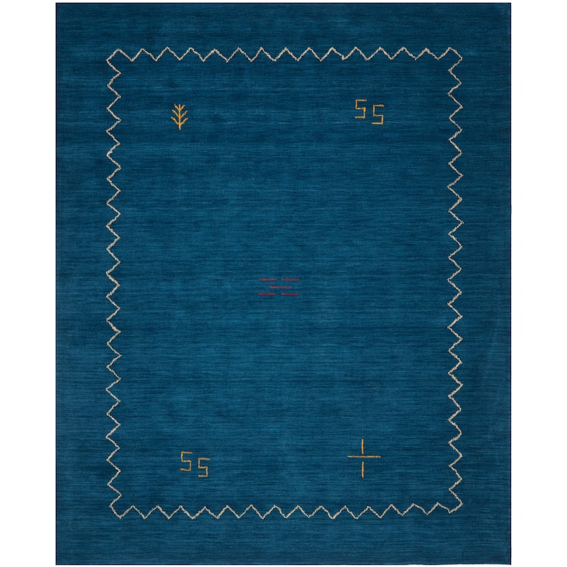 SAFAVIEH Handmade Himalaya Blue Wool Gabbeh Runner Rug