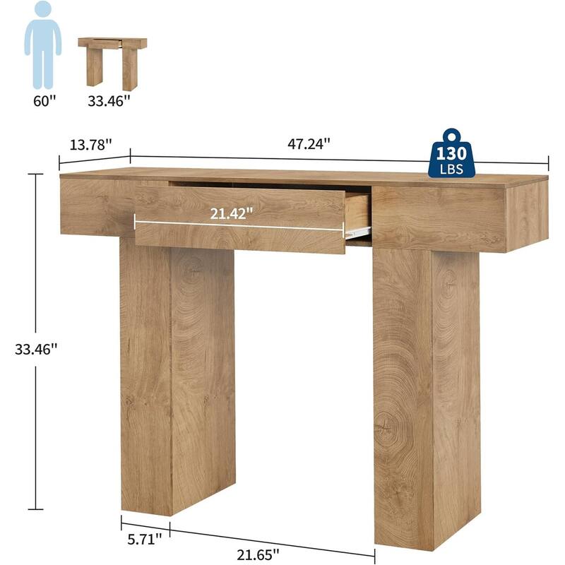 47 in Console Table, Sofa Table with Drawer for Hallway, Living Room