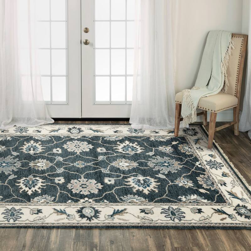 Alora Decor Mila Black, Charcoal, and Ivory Hand-tufted Wool Blend Rug