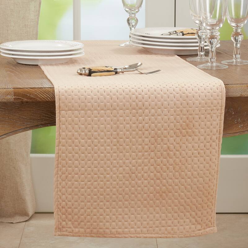 Long Table Runner With Pinsonic Velvet Design - Natural