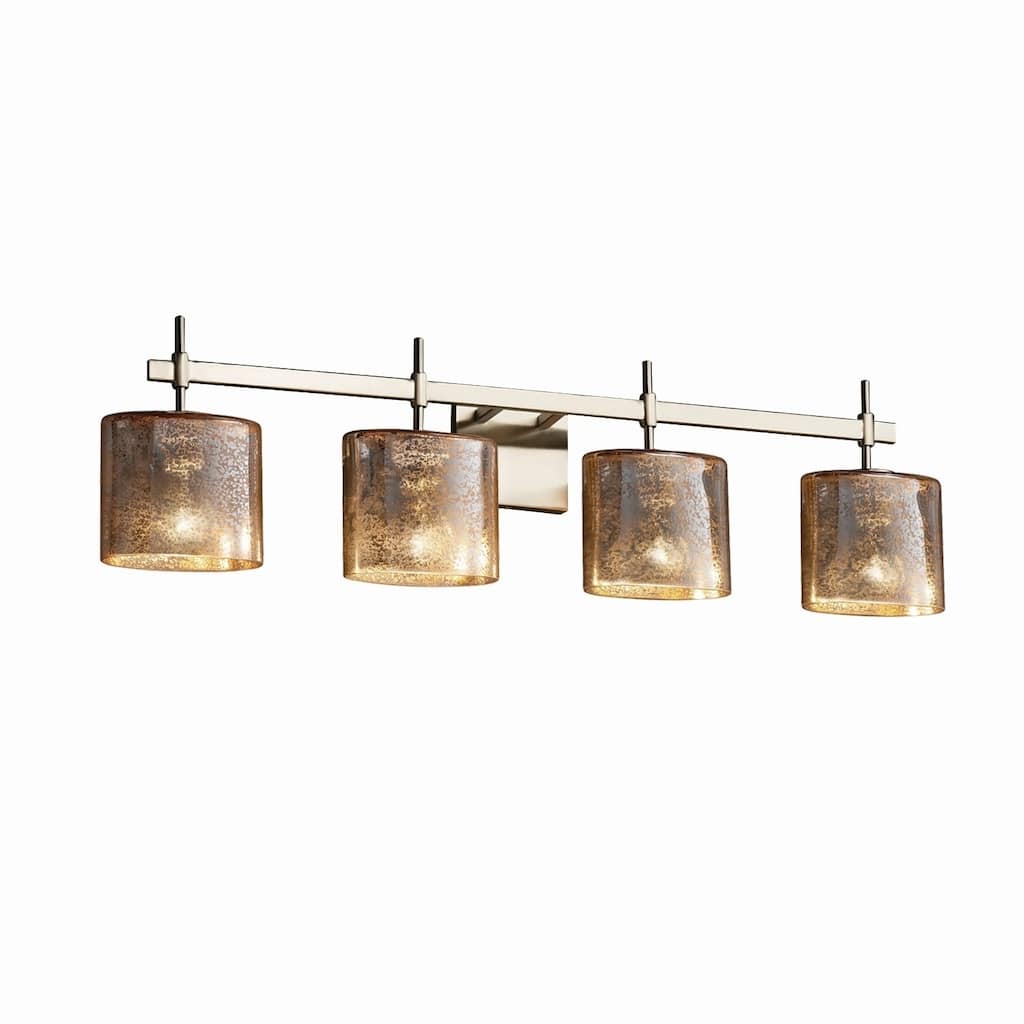 Justice Design Fusion Union 4-light Brushed Nickel Bath Bar, Mercury Oval Shade