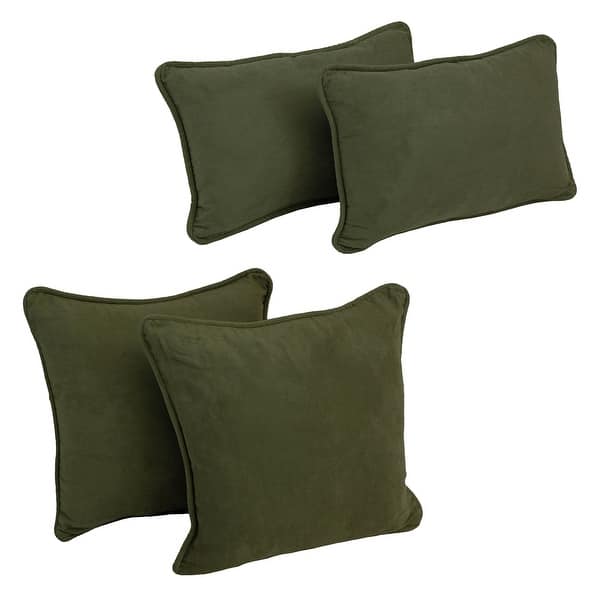 Blazing Needles Delaney Microsuede Throw Pillow Set (Set of 4) - Hunter Green
