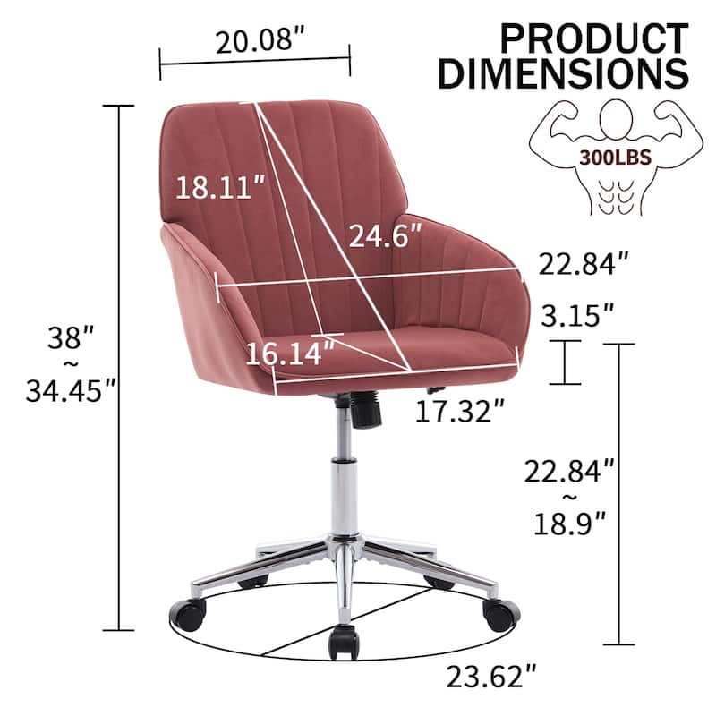 Adjustable Velvet Office Chair Ergonomic Swivel Chair with Backrest