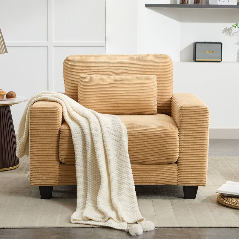 Corduroy Widened Single Sofa Chair, A Extra Lumbar Pillow