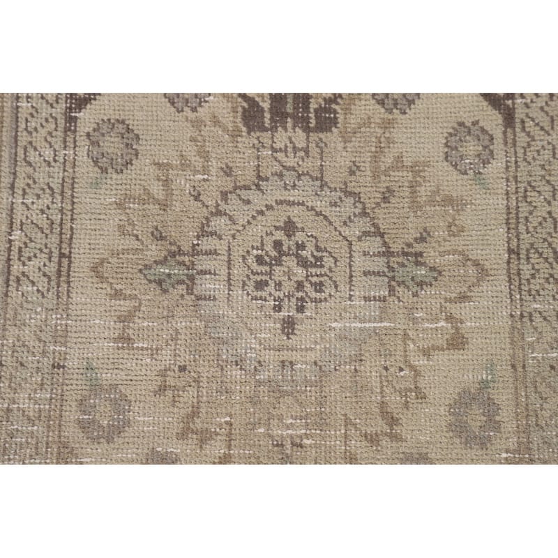 Distressed Tabriz Persian Vintage Area Rug Handmade Beige Wool Carpet - 7'9"x 11'0"