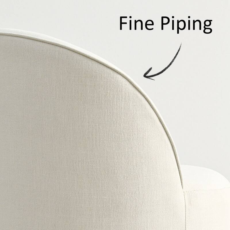 Upholstered Barrel Linen Dining Chair with Casters(Set of 4)