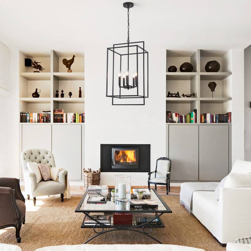 5-Light Candlestick Cage Hanging Linear Chandelier Lighting Island Chandelier for Kitchen Island