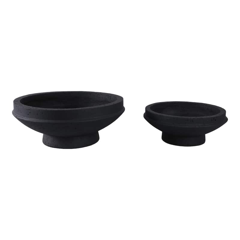 Pottery Fiberglass Planters Decorative Elevated Bowl Design (Set of 2) - 20" x 20" x 8"