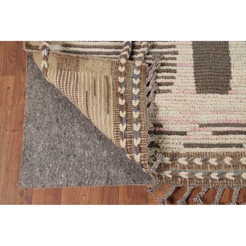 Abstract Moroccan Modern Area Rug Handmade Wool Carpet - 8'0" x 11'11"