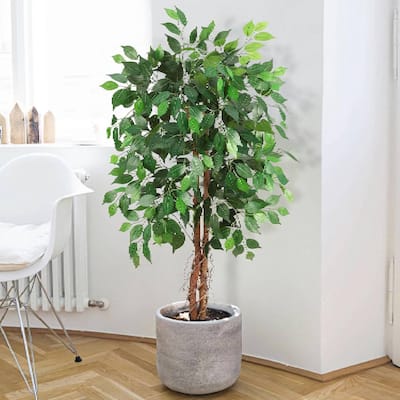 Artificial Tall Fake Ficus Silk Tree for Indoor Outdoor Decor