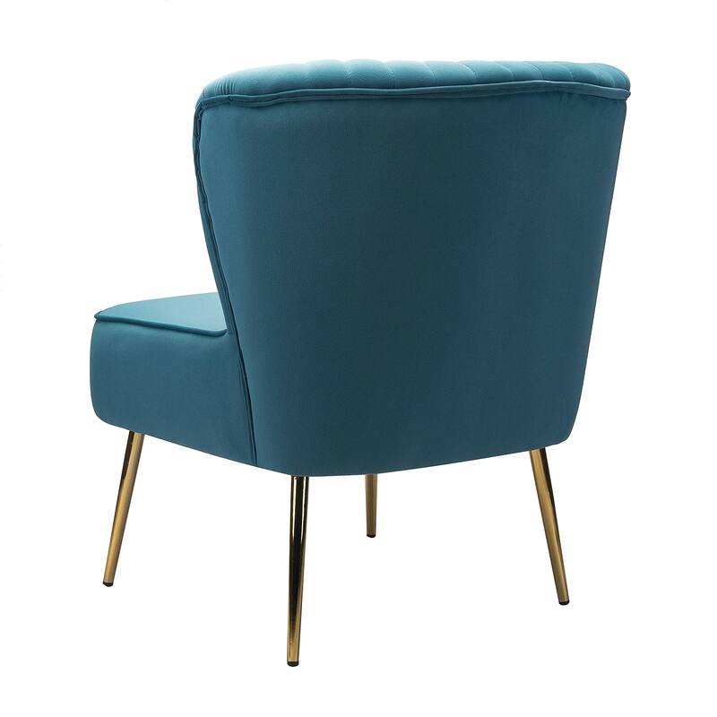 Monica Living Room Armless Accent Comfy Chair with Tufted Back and Metal Legs by HULALA HOME