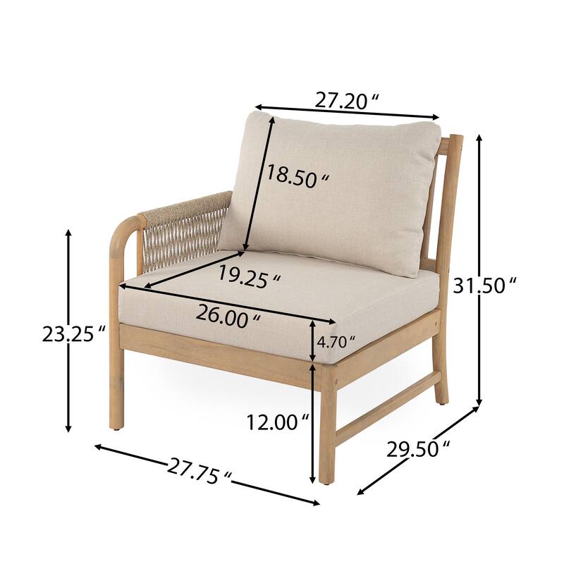 Christopher Knight Home - CoastalRope Modern Outdoor Acacia Wood 7 Piece Conversation Set with Rope Woven Arms