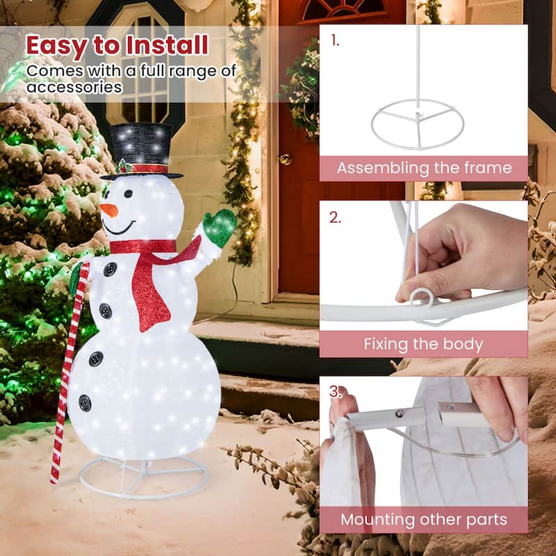 Gymax 5FT Lighted Christmas Snowman Outdoor Pop-up Snow Man w/ LED